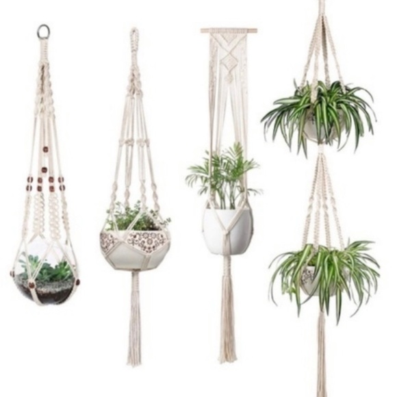 Set of 4 Macrame Plant Hangers - Picture 3 of 4